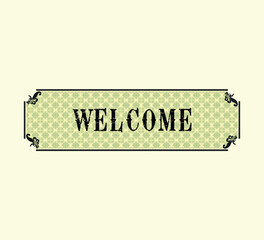 retro vector design with welcome text inside decorative frame