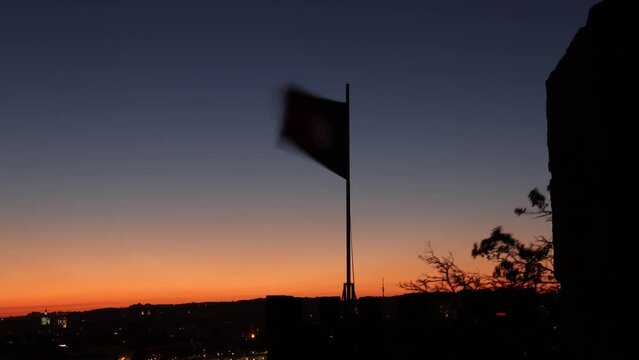 Lisbon, Portugal- Portuguese Flag timelapse from Castelo de San Jorge
