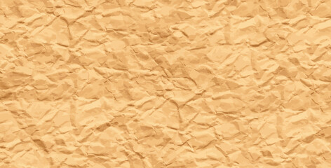 Vector wrapping paper beige texture. Rough yellow paper sheet. Wrinkle carton background. Kraft grunge pattern. Recycle vintage blank