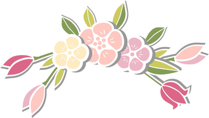 Flower wreath on white background. Vector illustration.