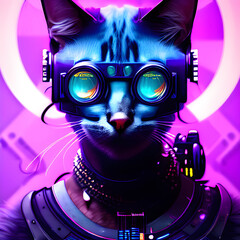 cyberpunk android cat