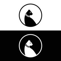 Black and white cat animal logo template design
