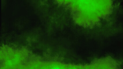 Overlays fog isolated on black background. Paranormal green mystic smoke, clouds for movie scenes.