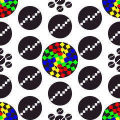 mix circle seamless pattern on white background