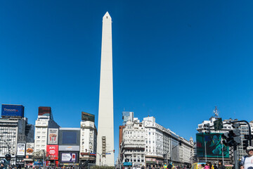 Buenos Aires November 5, 2022, Obelisk in July 9th street Tirustic point in Buenos Aires