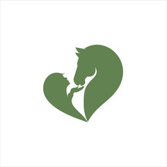 modern pet Logo Design Template Idea with horse  green color