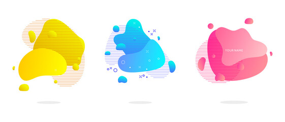 Set of abstract modern graphic elements. Dynamic colored shapes and lines. Gradient abstract banner with flowing liquid shapes. Template for logo design, flyer or presentation. Vector.
