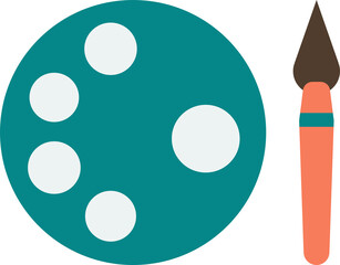 Paintbrushes and paint trays illustration in minimal style