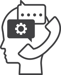 human head and phone illustration in minimal style