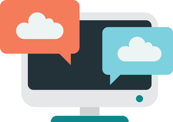 Obraz premium laptop and cloud connection illustration in minimal style