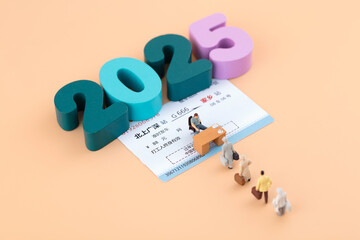 Miniature scene: buy a train ticket to go home in 2025