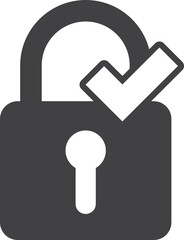 padlock and check mark illustration in minimal style