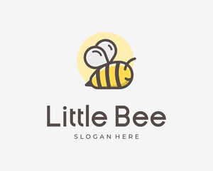 Little Bee Honey Buzz Fly Cute Mascot Cartoon Character Illustration Simple Vector Logo Design