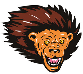 Illustration of a lion head done in retro style.