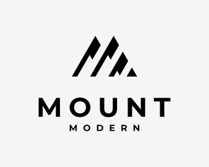 Obraz premium Mountain Hill Peak Rock Alpine Summit Mount Park Geometric Simple Modern Abstract Vector Logo Design