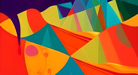 illustration of geometric and angled shapes, colorful abstract background with geometric elements,