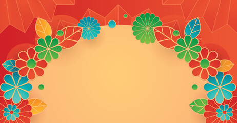 Happy new year design with floral frame