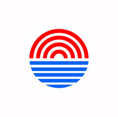 Sun and ocean vector iocn.Rising sun monogram.