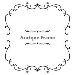 アンティーク調のモノクロフレームのイラスト（白背景・ベクター・切り抜き）