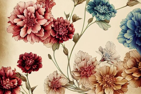 multiflowered vintage colors floral design