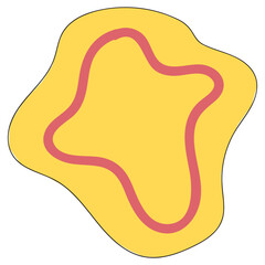 Yellow liquid shape sticker vector illustration in line filled design