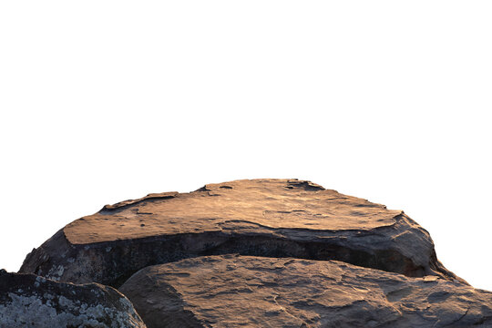 Cliff stone located part of the mountain rock isolated on white background.