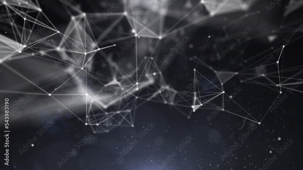 Poster White network low poly mesh line structure dynamic wave illustration background.