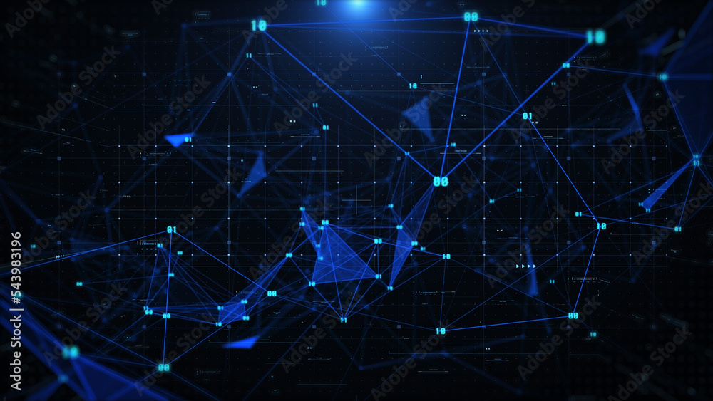 Aufkleber Abstract digital information futuristic visualization analytics background. Technology data number display system monitoring. Stream line network illustration.