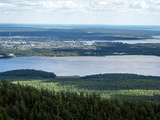 beautiful view of the wooded Ural mountains