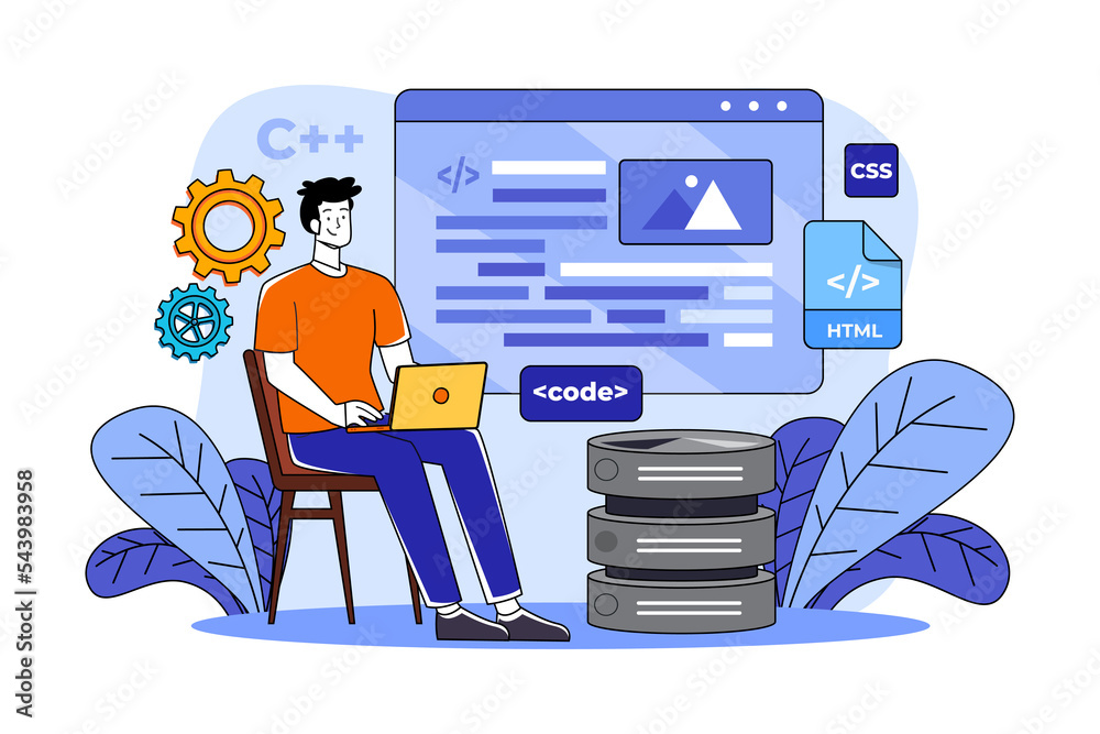 Wall mural web coding illustration concept on white background
