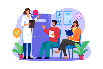 Waiting Room Illustration concept on white background