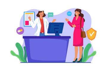 Clinic Reception Illustration concept on white background
