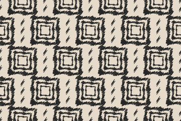 Ethnic ikat seamless pattern in tribal. Aztec geometric ornament print. Fabric square pattern. Design for background, wallpaper, illustration, fabric, clothing, carpet, textile, batik, embroidery.