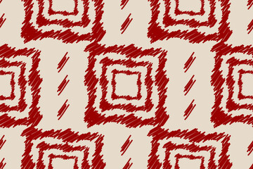 Ethnic ikat seamless pattern in tribal. Aztec geometric ornament print. Fabric square pattern. Design for background, wallpaper, illustration, fabric, clothing, carpet, textile, batik, embroidery.