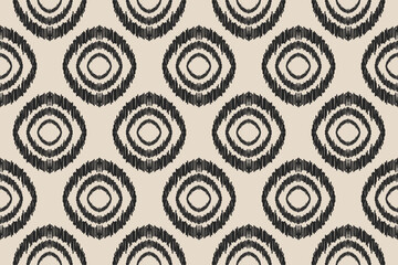 Ethnic ikat seamless pattern in tribal. Aztec geometric ornament print. Fabric circle pattern. Design for background, wallpaper, illustration, fabric, clothing, carpet, textile, batik, embroidery.