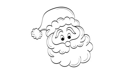 Vector illustration of cute Santa Claus or character isolated on white background. Flat Style. Line Art for print or use as poster, card, flyer or T Shirt
