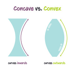 Concave versus convex vector illustration infographic