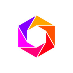 Colorful illustration of camera aperture icon