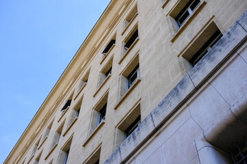 Vintage House in Paris with Blue Sky.