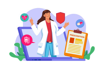 Online Prescription Illustration concept on white background