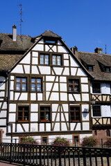Ancient House in Strasbourg, Paris with Blue Sky.