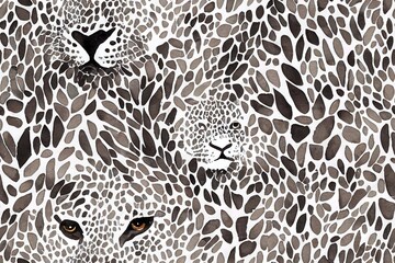 Safari Animals Watercolor Illustration seamless Pattern