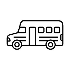 School bus line icon vector graphic illustration