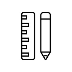 Ruler and pencil line icon vector graphic illustration