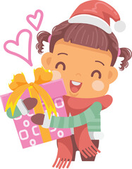 little girl holding a gift box.