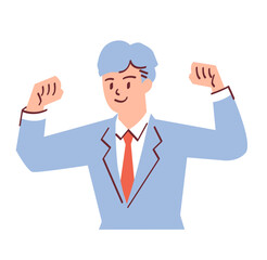 ガッツポーズをする笑顔のサラリーマン