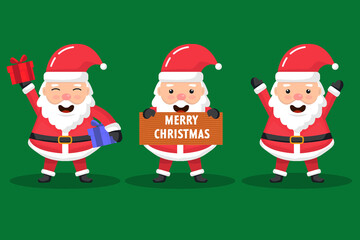 cute santa claus characters collection in flat design