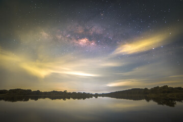 Fototapeta na wymiar starry night over the lake
