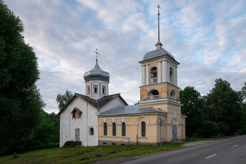 Fototapeta na wymiar View of the Church of the Holy Trinity in Yamskaya Sloboda on a sunny summer morning, Veliky Novgorod, Russia