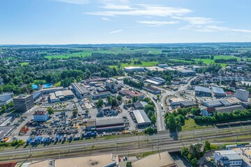 Memmingen im Illertal im Luftbild - Stadtteile östlich des Bahnhofs